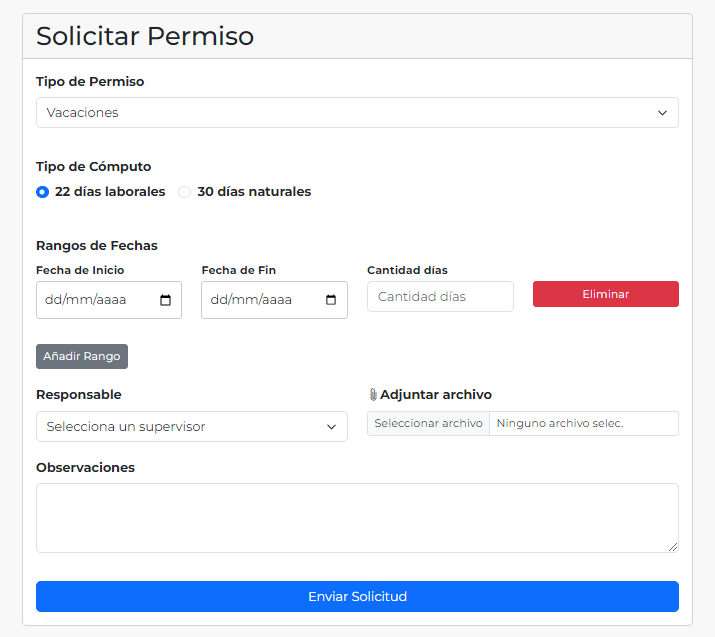 Solicitud de vacaciones